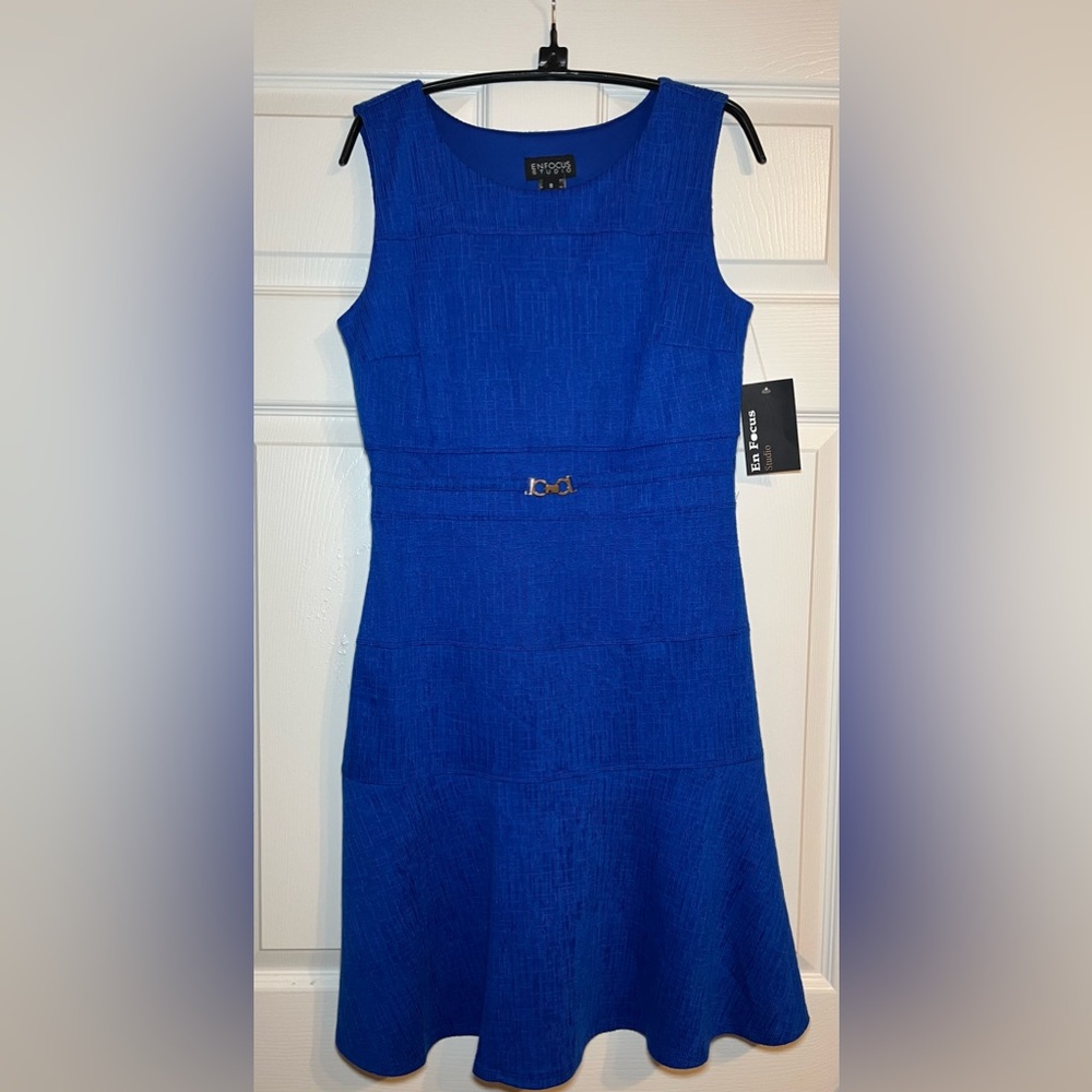 Enfocus Studio Cobalt Blue Textured Mini Dress